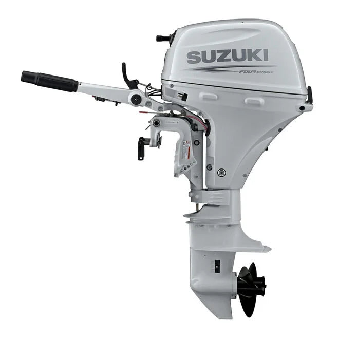 Suzuki DF9.9B HP 4-Stroke Power Tilt Outboard, 20" Shaft, Electric Start, White