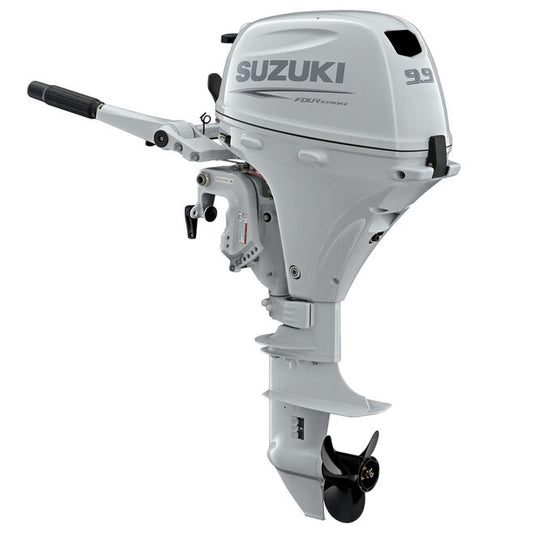 Suzuki DF9.9B HP 4-Stroke Power Tilt Outboard, 20" Shaft, Electric Start, White