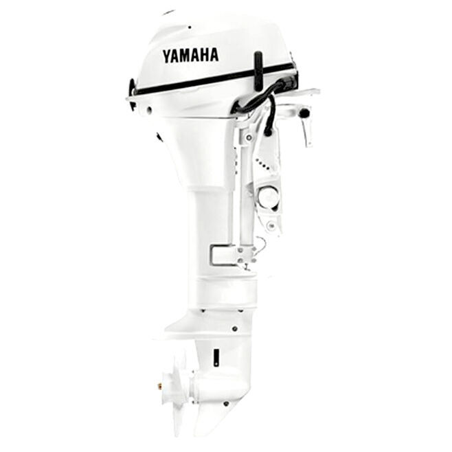 Yamaha 9.9 HP Remote Steering 4-Stroke Outboard, 25" Shaft, Electric Start, Power Tilt, Pearl White