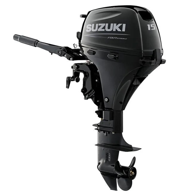 Suzuki DF15A 4-Stroke Outboard, 15" Shaft, Electric Start, Black