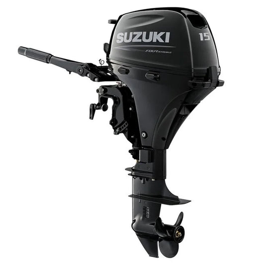 Suzuki DF15A 4-Stroke Outboard, 15" Shaft, Electric Start, Black