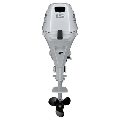 Suzuki DF15A 4-Stroke Outboard, 15" Shaft, Manual Start, White