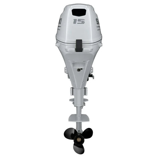 Suzuki DF15A 4-Stroke Outboard, 15" Shaft, Manual Start, White