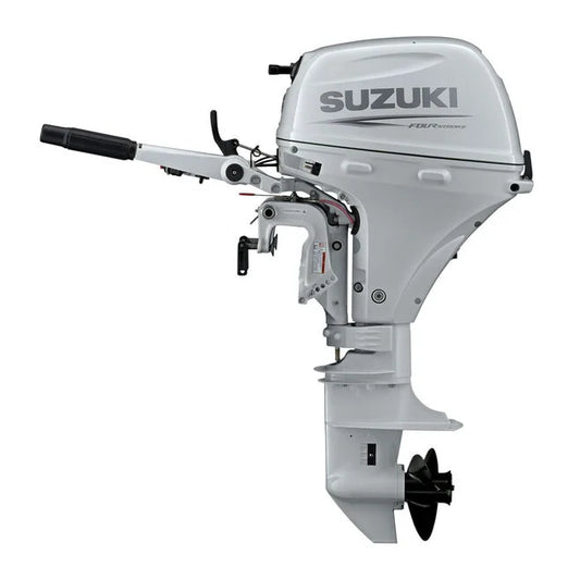 Suzuki DF15A 4-Stroke Outboard, 15" Shaft, Manual Start, White