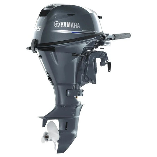 Yamaha 15 HP Tiller 4-Stroke Outboard, 15" Shaft, Manual Start