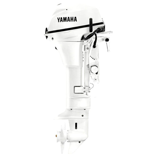Yamaha 9.9 HP Remote Steering 4-Stroke Outboard, 25" Shaft, Electric Start, Power Tilt, Pearl White
